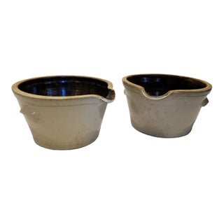 1870 Stoneware Baltimore Milk Pans - a Pair For Sale