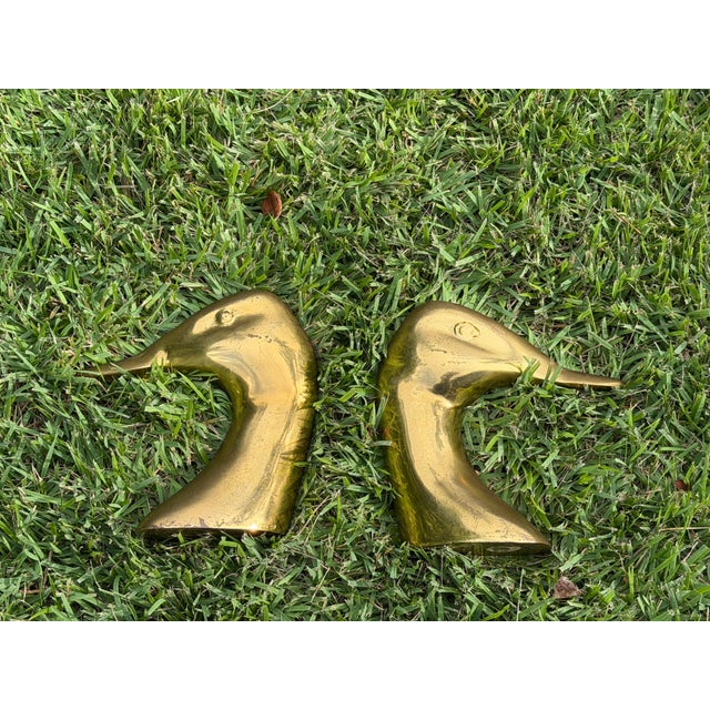 Vintage Brass Abstract Duck Bookends, Pair For Sale - Image 11 of 12