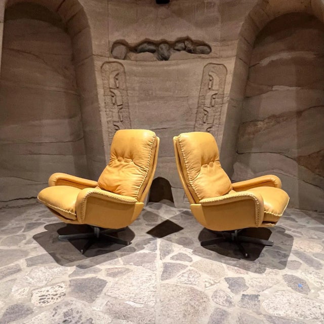 Brown 1960s De Sede S 231 James Bond Swivel Lounge Armchairs Switzerland For Sale - Image 8 of 12