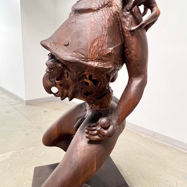 C. 1960s American Mid-Century Black Walnut Fantastical Life Size Sculpture For Sale - Image 9 of 11