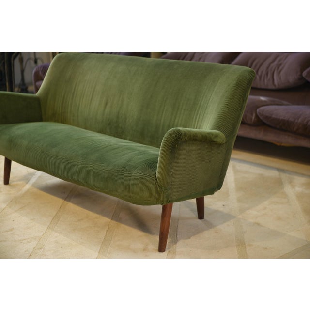 Forest Green Vintage Green Velvet Sofa, 1960s For Sale - Image 8 of 15