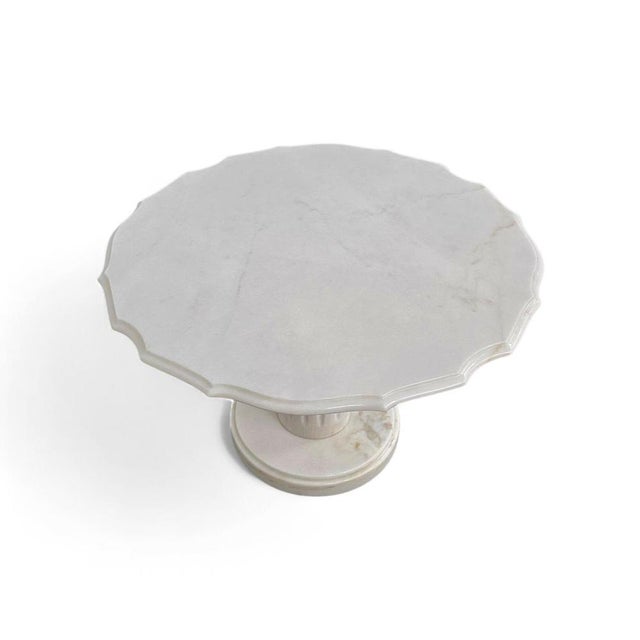 Neoclassic White Drapery Marble Side or Coffee Table, Italy For Sale - Image 5 of 18