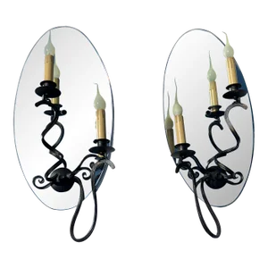 Pair of 1990s Mirror Back Wall Sconces