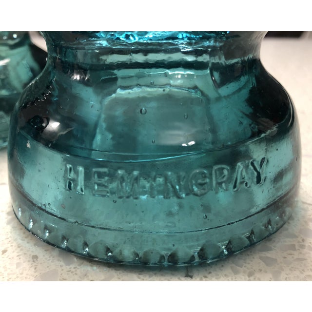 Antique Hemingray Aqua Blue Glass Insulators No. 40 Set of 3 Chairish