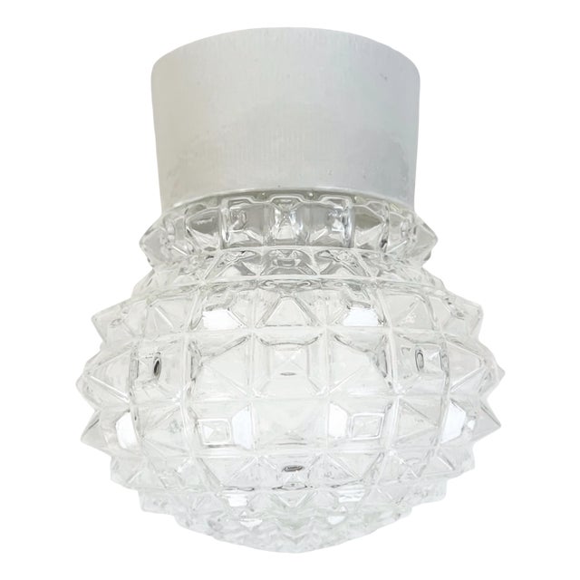 Vintage White Porcelain Ceiling Light, 1970s For Sale