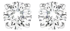 AGS Certified 14K White Gold 1.0 Cttw 4-Prong Set Brilliant Round-Cut Solitaire Diamond Push Back Stud Earrings (G-H Color, SI2-I1 Clarity)