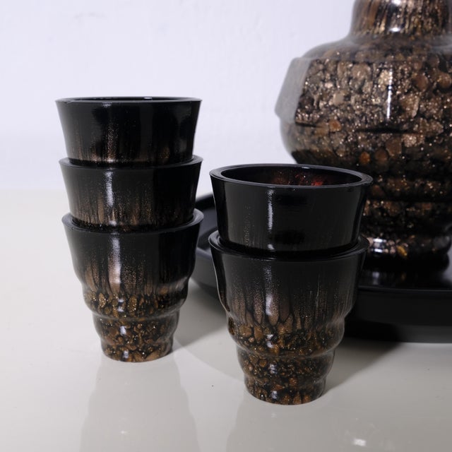 Art Nouveau Liquor Glasses and Bottle in Murano Glass, 1890s, Set of 7 For Sale - Image 11 of 18