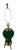 A ceramic table lamp in a deep emerald glaze, its bulbous ginger-jar body rising from a ribbed brass collar seated on...