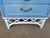 Wood Chic Vintage Palm Beach Regency Ficks Reed Attributed Faux Bamboo Rattan Nightstands - Newly Painted French Blue With White Lattice Base - A Pair For Sale - Image 7 of 11