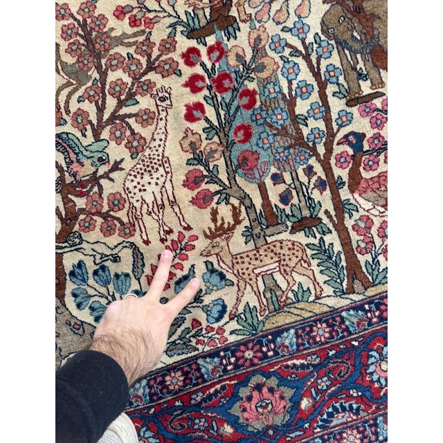 1930s Antique "Paradise Scene" Tabriz, Nature and Art Collide Rug 4.7 x 6.4 For Sale - Image 5 of 10