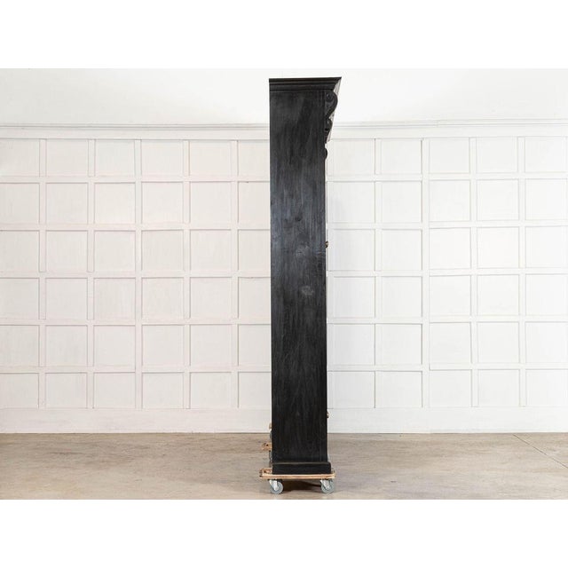 Wood English Ebonised Mahogany Glazed Bookcase, 1940 For Sale - Image 7 of 17