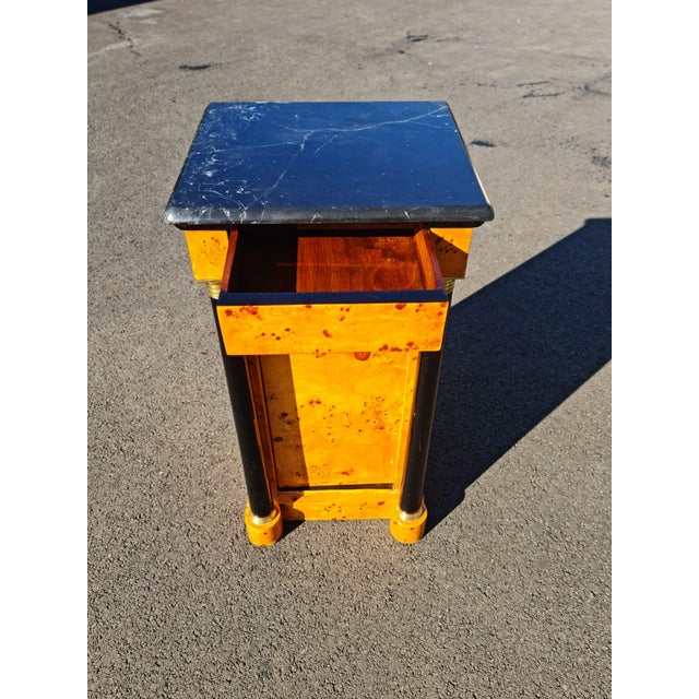 2020s Bedside/Side Elm With Black Marble Table/Desk With Large Storage For Sale - Image 5 of 13