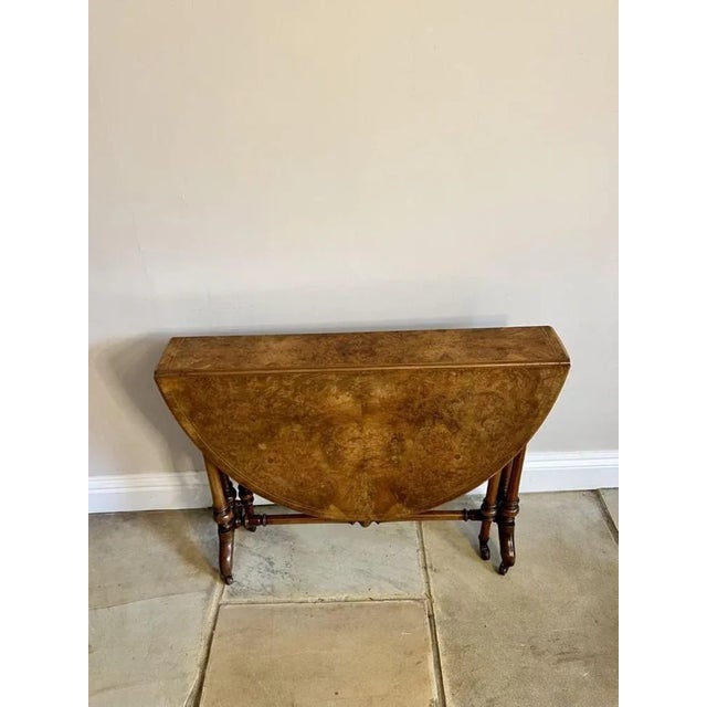 Antique Victorian Burr Walnut Inlaid Sutherland Table, 1880 For Sale - Image 10 of 13