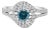 14K White Gold 1-1/3 Cttw White & Blue Diamond Interweaving Double Halo Cocktail Statement Ring (G-H and Fancy Blue Color, SI2-I1 Clarity) - Size 6 For Sale