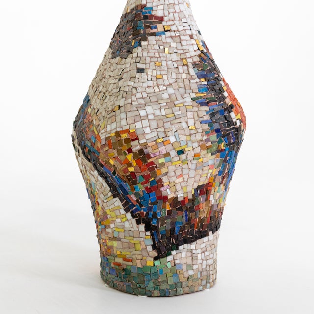 Modern 1960s Large Decorative Modernist Mosaic Floor Vase For Sale - Image 3 of 9