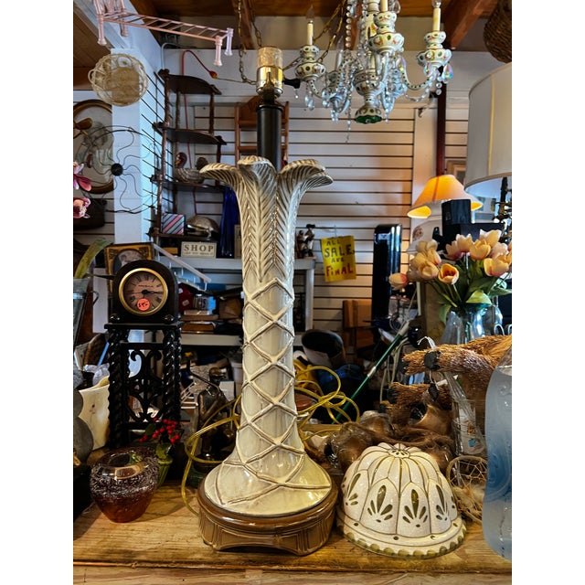 Late 20th Century Mid-Century Modern Ceramic Palm Tree Table Lamp For Sale - Image 4 of 8