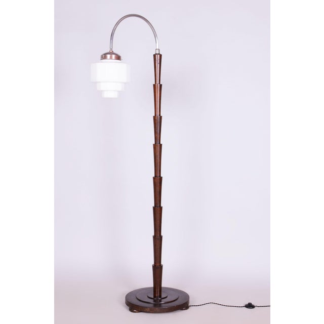 Cubism Floor Lamp in Beech and Chrome-Plated Steel, 1920s For Sale - Image 11 of 12