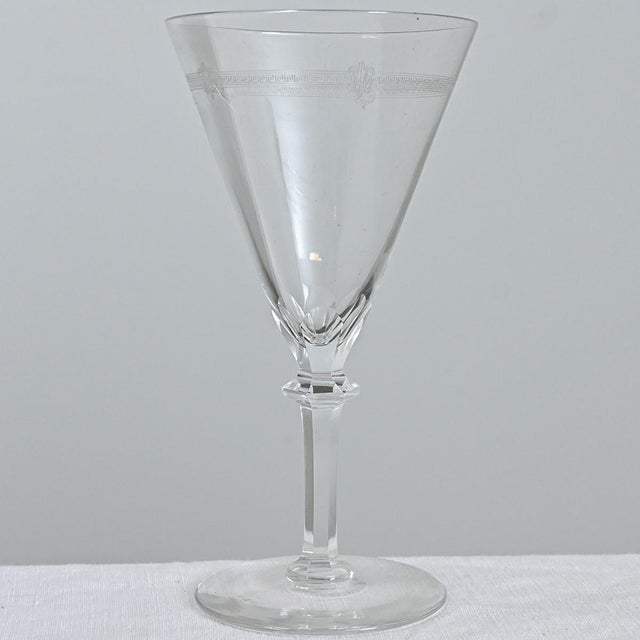 Vintage Belgian Etched Crystal Martini & Cocktail Glasses - Set of 38 For Sale - Image 9 of 11