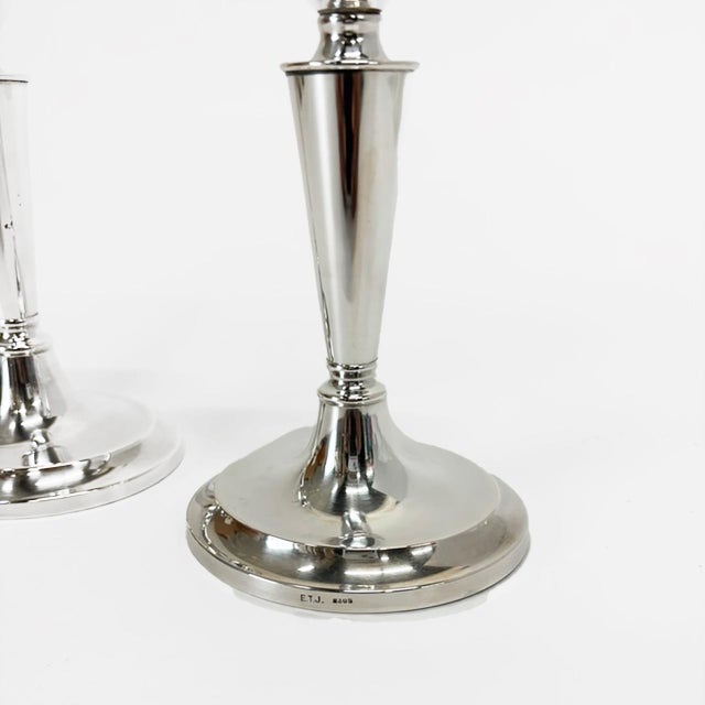 1930s 1930s Art Deco Silver Candlesticks, Denmark- Set of 2 For Sale - Image 5 of 5