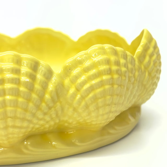 Vintage Lemon Yellow Ceramic Seashell Bowl For Sale - Image 11 of 12