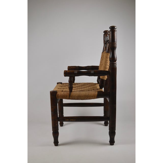 Mid-Century French Wood and Rope Woven Armchair, 1950s For Sale - Image 6 of 16
