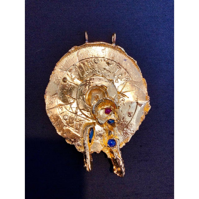 Igael Tumarkin, Gold Gilt Bronze Sculpture Pendant Art Israeli Tumarkin Abstract Surrealist, c.1960s-1970s For Sale