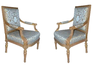 19th C French Giltwood Armchairs - a Pair
