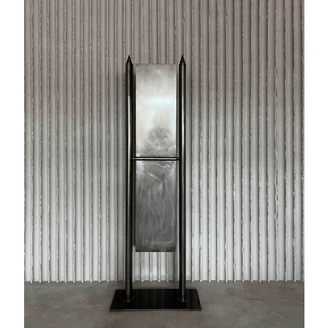 Full-Length Steel Mirror, Italy, 1980s For Sale - Image 6 of 12