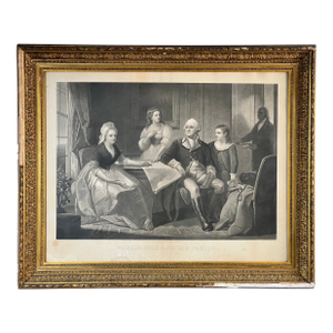Antique "Washington and His Family" Engraving in Period Gilt Frame, Published by Bradley & Co., Philadelphia, 1858