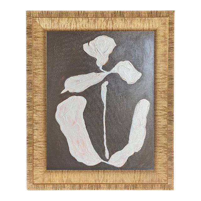 Modern Minimalist Floral Painting – Original Acrylic on Canvas Board For Sale