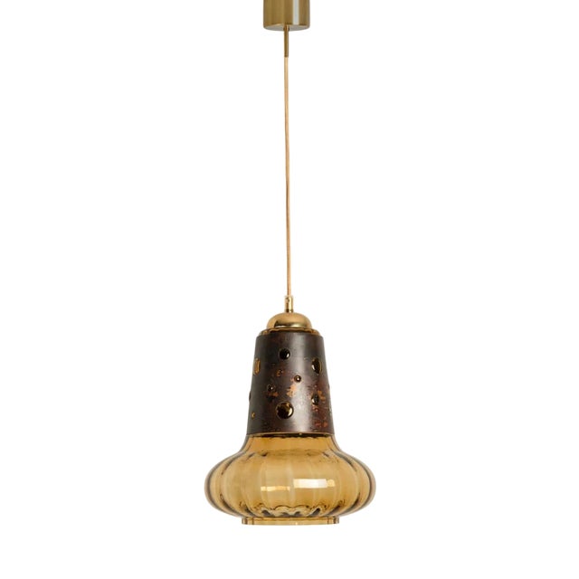 Copper Glass Pendant Lamp from Raak, 1960 For Sale