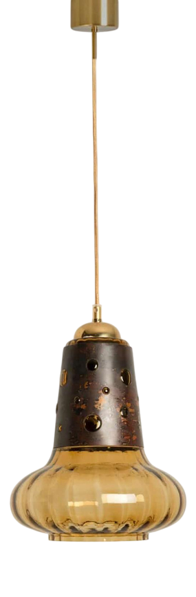 Copper Glass Pendant Lamp from Raak, 1960