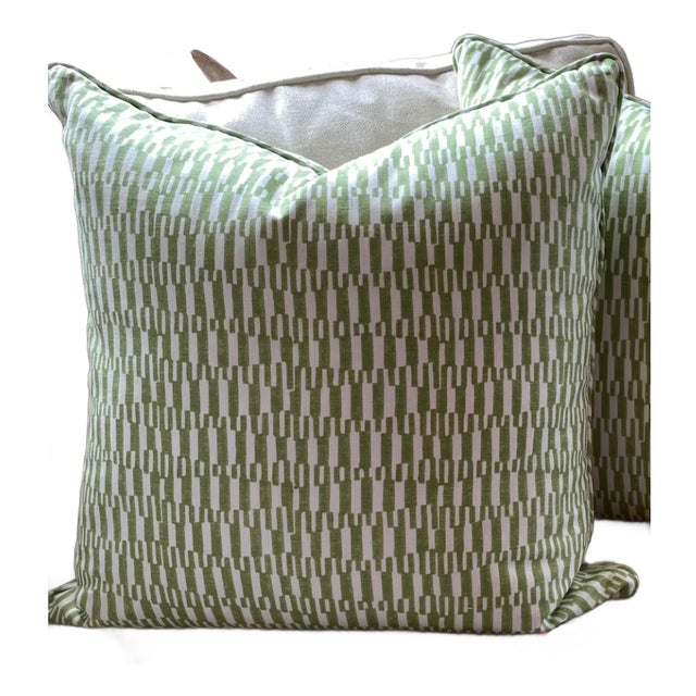 Thibaut Custom Pillow Cover in "Solis" From the Tropics Collection in Emerald Green For Sale