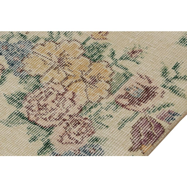 Vintage Zeki Müren Rug in Beige With Pastel Jewel-Tone Florals, From Rug & Kilim For Sale In New York - Image 6 of 7