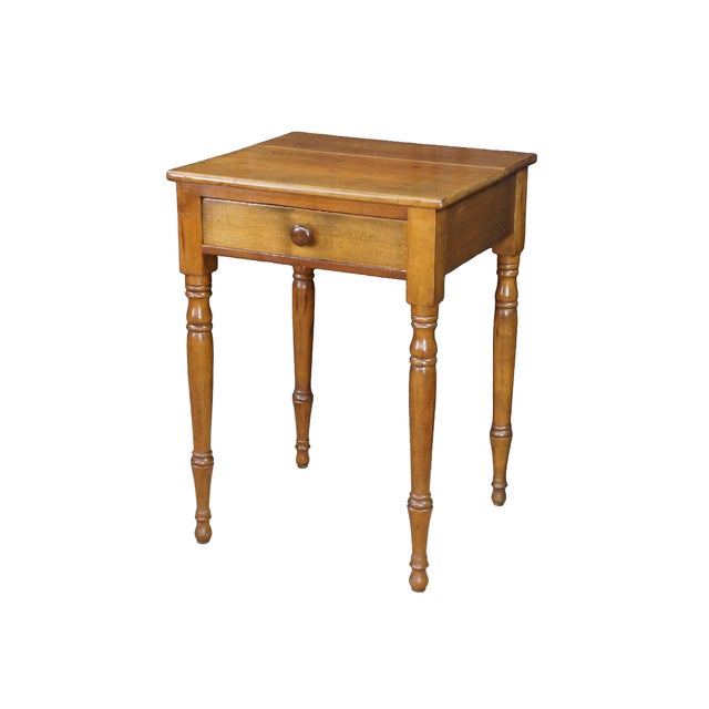 Farmhouse Antique 19th C. Early American Primitive Cherry Side Accent Table Nightstand 29" For Sale - Image 3 of 18