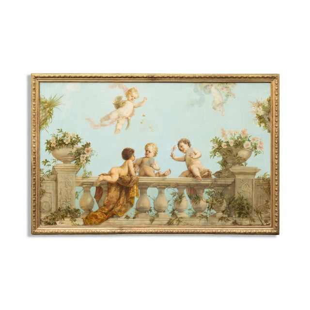 Franz Lefler, Playing Putti, 1800s, Oil Painting For Sale - Image 12 of 12