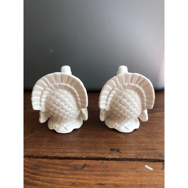 1950s White Napcoware Turkey Candleholder Thanksgiving Pair For Sale - Image 5 of 11