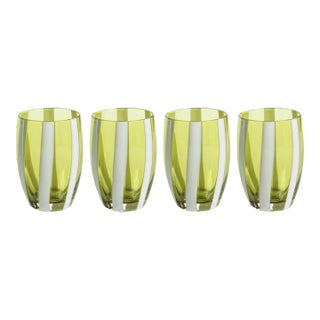 Pesaro Stripe Glasses - Green, Set of 4 For Sale