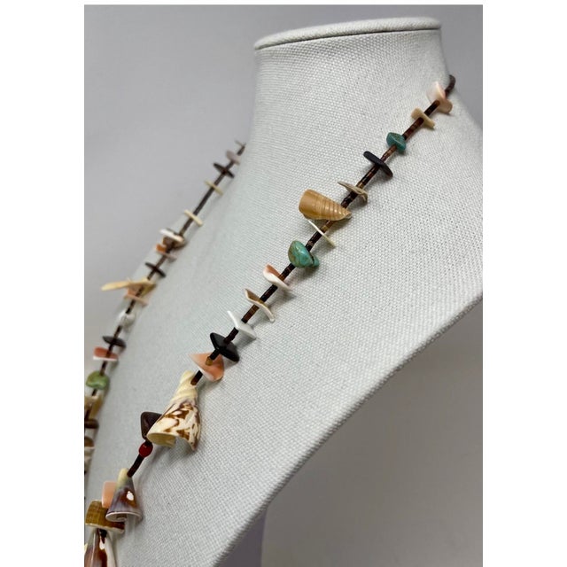 Cream 1980s Navajo Turquoise, Shell and Heishi Bead Necklace. Native American Necklace, Unisex For Sale - Image 8 of 9