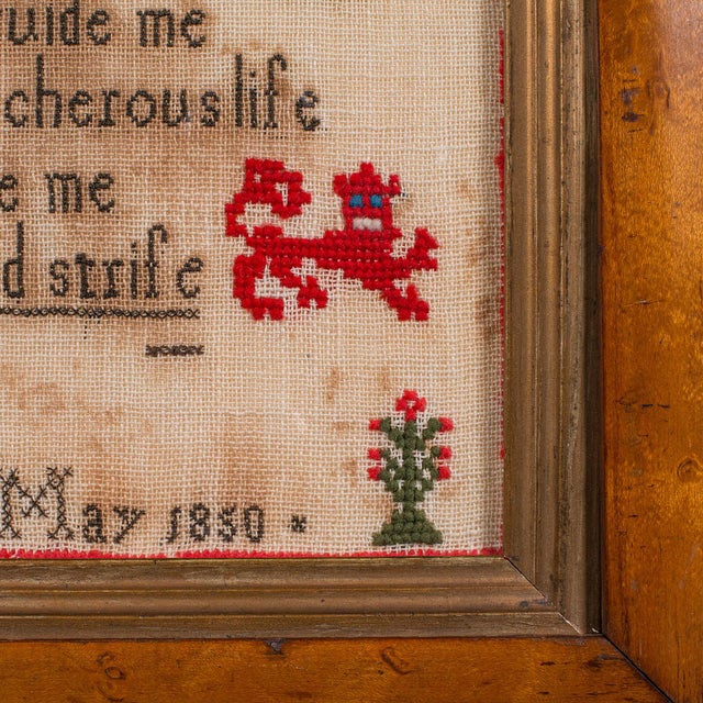 Antique Needlepoint Sampler, English, Handmade, Embroidered Panel, Victorian For Sale - Image 11 of 12
