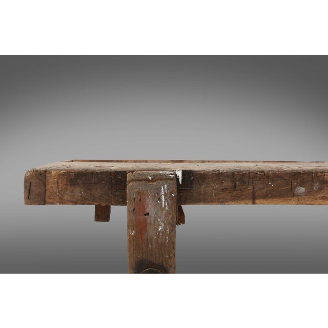 Industrial Oak Workbench, Belgium, 1900s For Sale - Image 6 of 16
