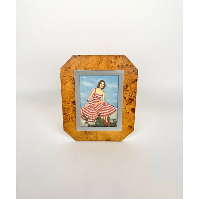 Wood Chrome & Glass Picture Frame by Felice Antonio Botta, Italy, 1970s For Sale - Image 3 of 9