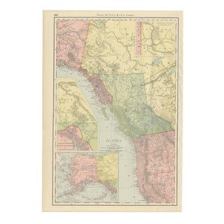 Antique Map of Alaska with Klondike Gold Fields Inset from Rand McNally, 1899 For Sale