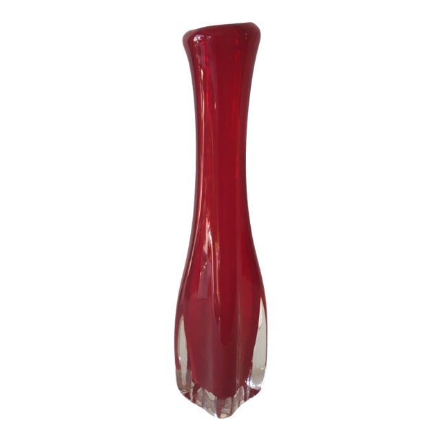Geoffrey Baxter Ruby Red Glass Beak Vase for Whitefriars England For Sale