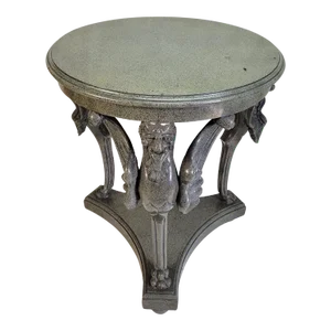 Vintage 1970s Regency Oak Gargoyle Center Table Lacquer Painted