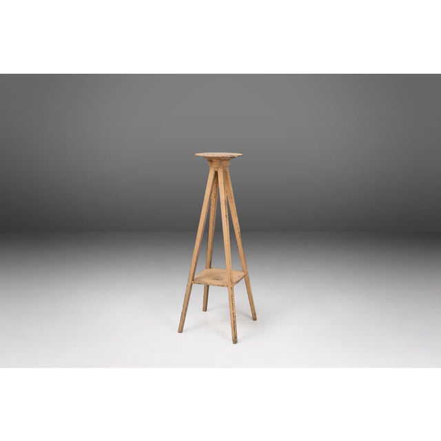 Industrial Painted Wooden Tripod Console Table with Rich Patina, 1890s For Sale - Image 10 of 11