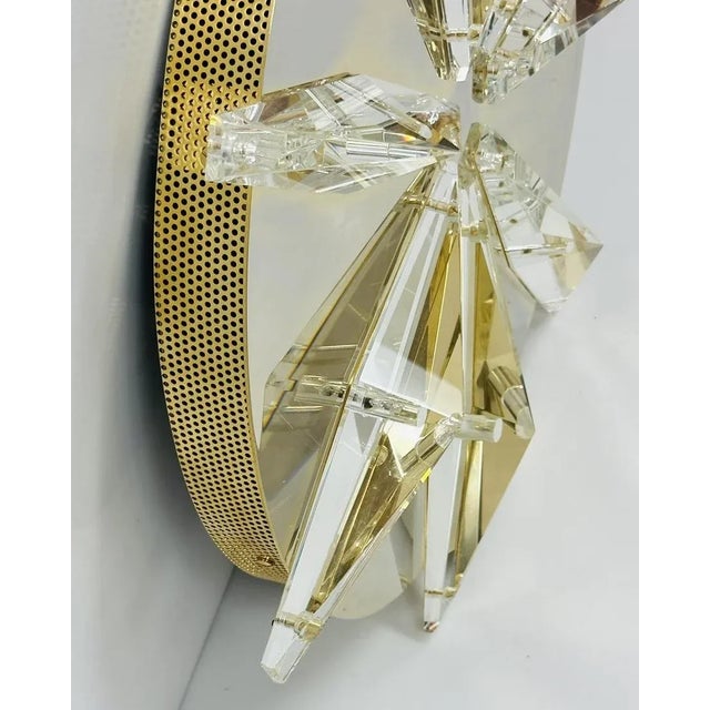 Metal Brass & Crystal Ceiling/Wall Light Made in Italy For Sale - Image 7 of 12