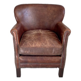 Restoration Hardware Professor's Leather Chair Distressed Look For Sale