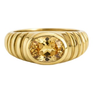 Oval Bezel Citrine Ring for Men Silver, Gold, Size 10 For Sale