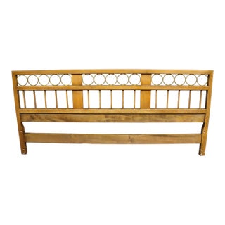 Baker Furniture Walnut and Brass Ring King Headboard For Sale